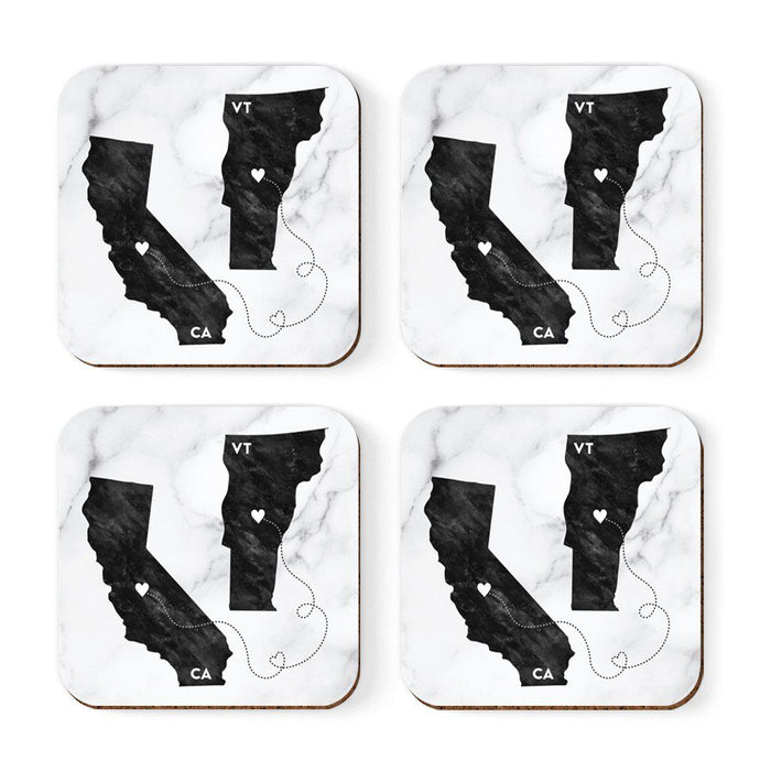 Square Coffee Drink Coasters Long Distance Gift, California-Set of 4-Andaz Press-Vermont-
