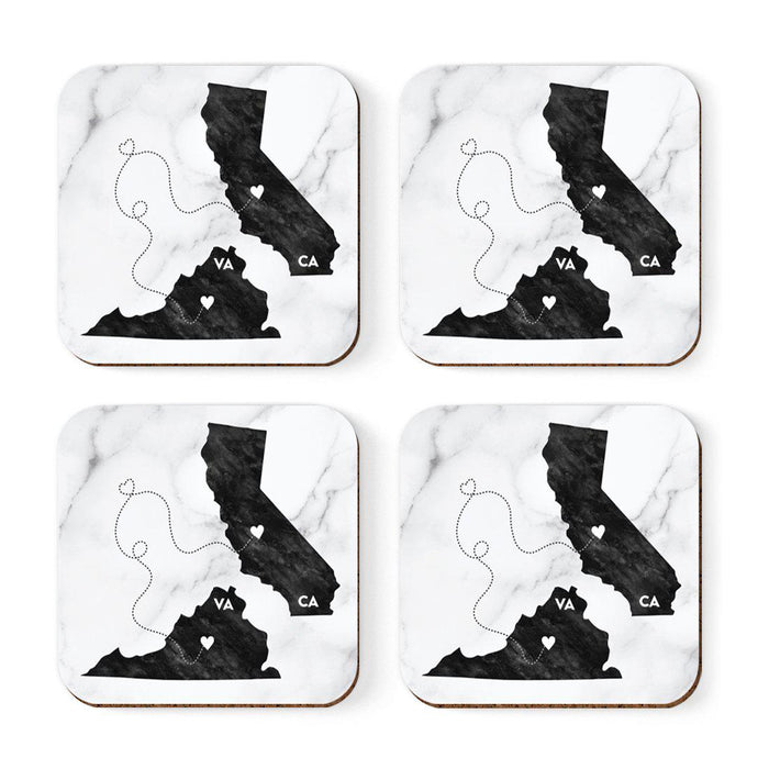 Square Coffee Drink Coasters Long Distance Gift, California-Set of 4-Andaz Press-Virginia-