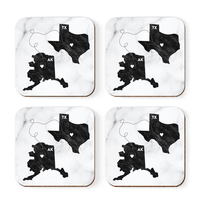 Square Coffee Drink Coasters Texas Long Distance Gift-Set of 4-Andaz Press-Alaska-