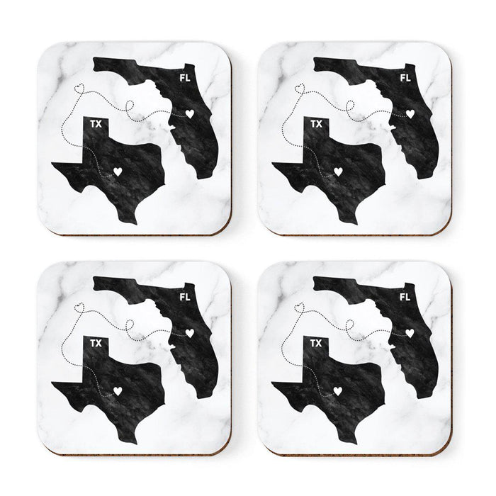 Square Coffee Drink Coasters Texas Long Distance Gift-Set of 4-Andaz Press-Florida-