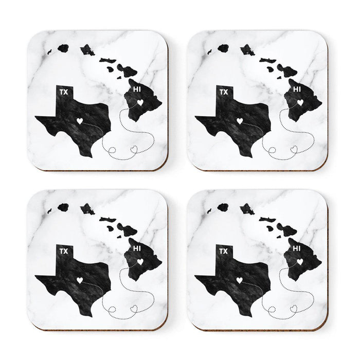 Square Coffee Drink Coasters Texas Long Distance Gift-Set of 4-Andaz Press-Hawaii-