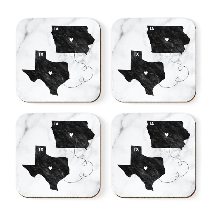 Square Coffee Drink Coasters Texas Long Distance Gift-Set of 4-Andaz Press-Iowa-