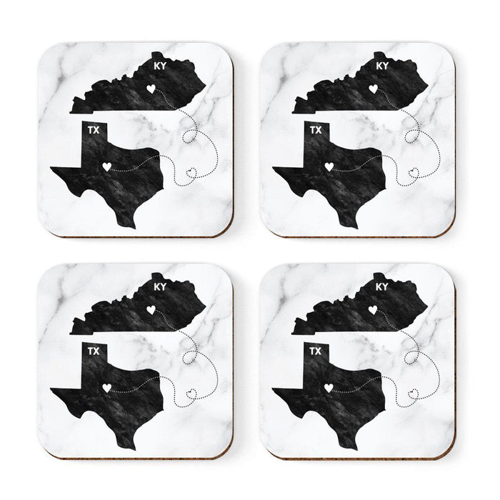 Square Coffee Drink Coasters Texas Long Distance Gift-Set of 4-Andaz Press-Kentucky-