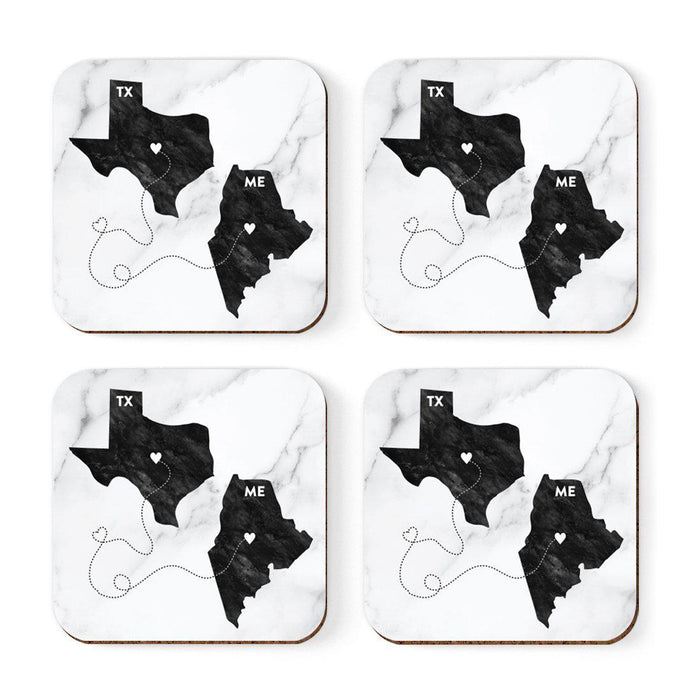 Square Coffee Drink Coasters Texas Long Distance Gift-Set of 4-Andaz Press-Maine-