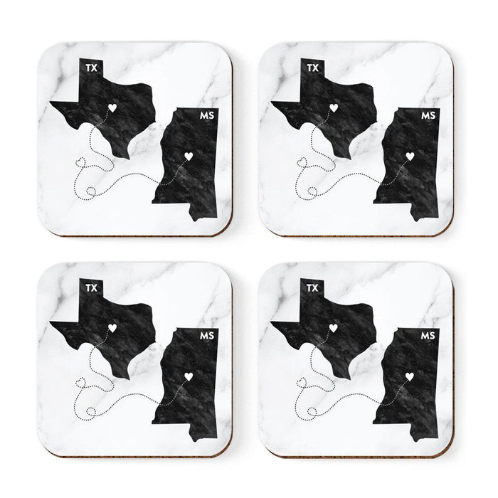 Square Coffee Drink Coasters Texas Long Distance Gift-Set of 4-Andaz Press-Mississippi-