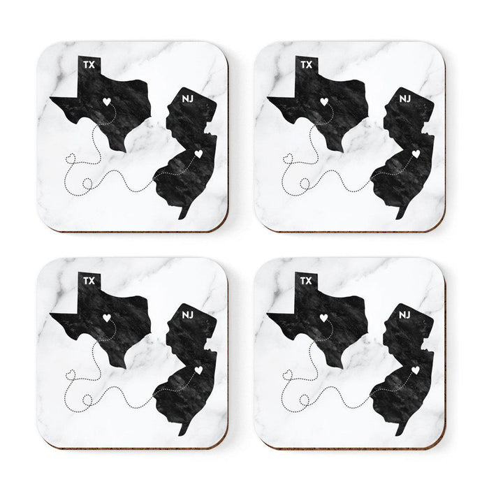 Square Coffee Drink Coasters Texas Long Distance Gift-Set of 4-Andaz Press-New Jersey-