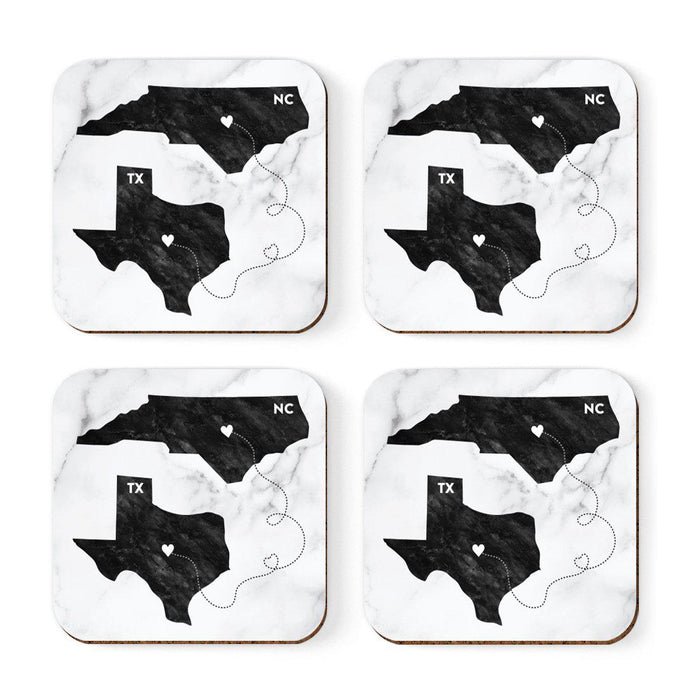 Square Coffee Drink Coasters Texas Long Distance Gift-Set of 4-Andaz Press-North Carolina-