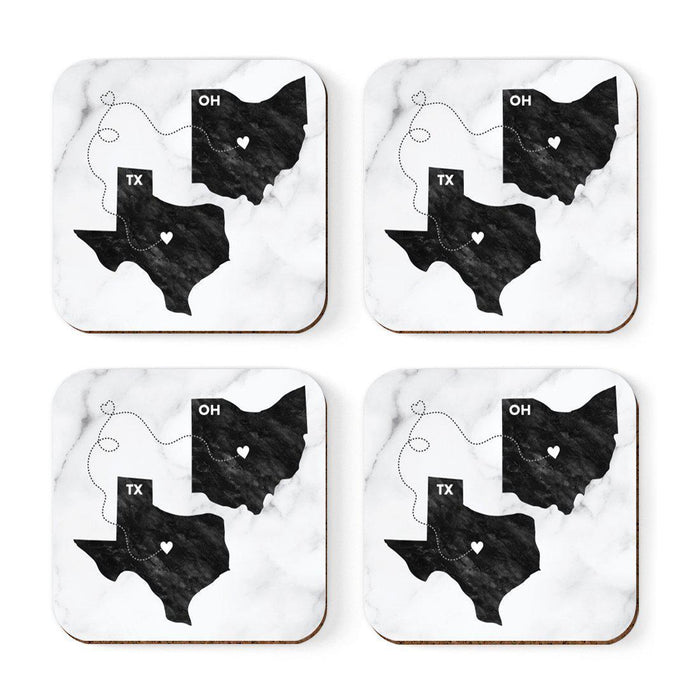 Square Coffee Drink Coasters Texas Long Distance Gift-Set of 4-Andaz Press-Ohio-