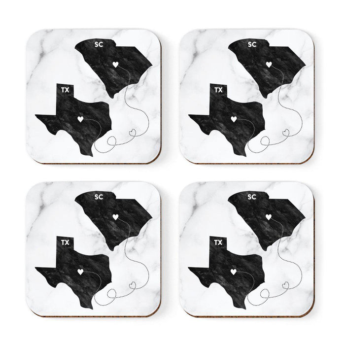 Square Coffee Drink Coasters Texas Long Distance Gift-Set of 4-Andaz Press-South Carolina-