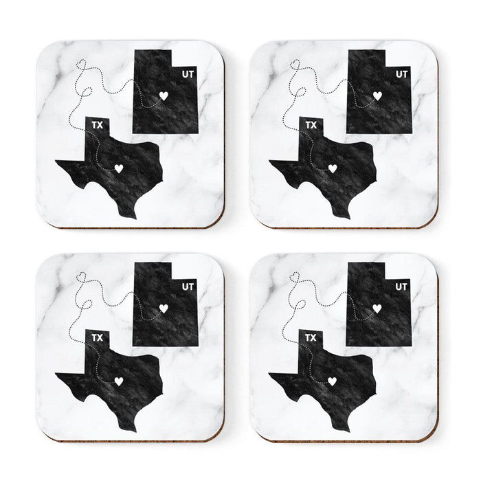 Square Coffee Drink Coasters Texas Long Distance Gift-Set of 4-Andaz Press-Utah-