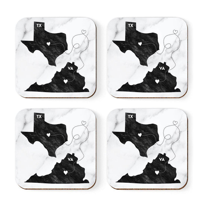 Square Coffee Drink Coasters Texas Long Distance Gift-Set of 4-Andaz Press-Virginia-