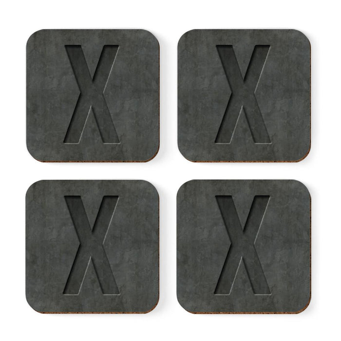 Square Coffee Drink Monogram Coasters Gift Set, Faux Concrete-Set of 4-Andaz Press-X-
