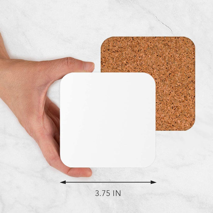 Square Coffee Drink Solid Color Coasters Gift Set-Set of 4-Andaz Press-White-