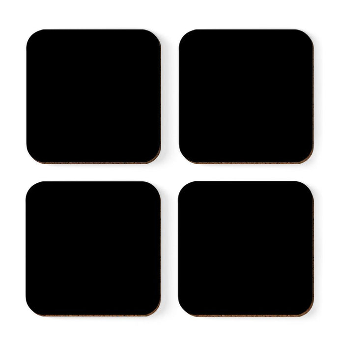 Square Coffee Drink Solid Color Coasters Gift Set-Set of 4-Andaz Press-Black-