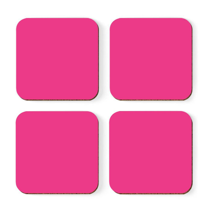 Square Coffee Drink Solid Color Coasters Gift Set-Set of 4-Andaz Press-Fuchsia Hot Pink-