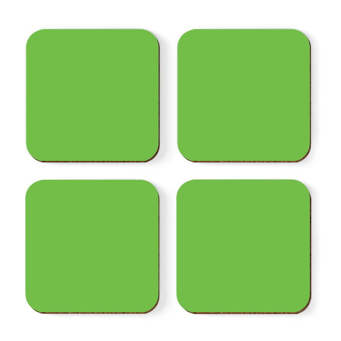 Square Coffee Drink Solid Color Coasters Gift Set-Set of 4-Andaz Press-Kiwi Green-