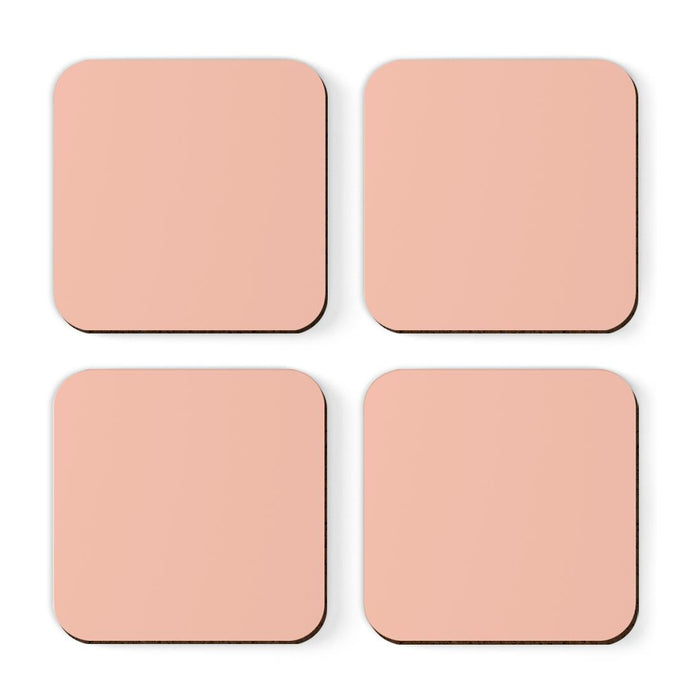 Square Coffee Drink Solid Color Coasters Gift Set-Set of 4-Andaz Press-Peach-