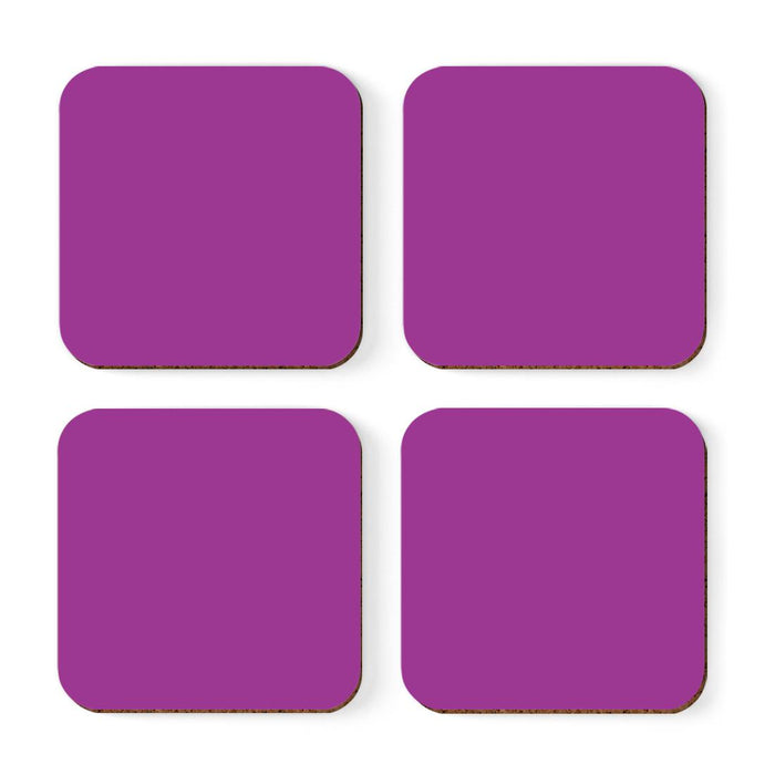 Square Coffee Drink Solid Color Coasters Gift Set-Set of 4-Andaz Press-Plum Purple-