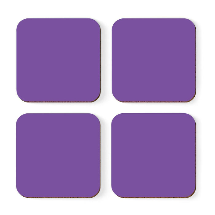Square Coffee Drink Solid Color Coasters Gift Set-Set of 4-Andaz Press-Royal Purple-