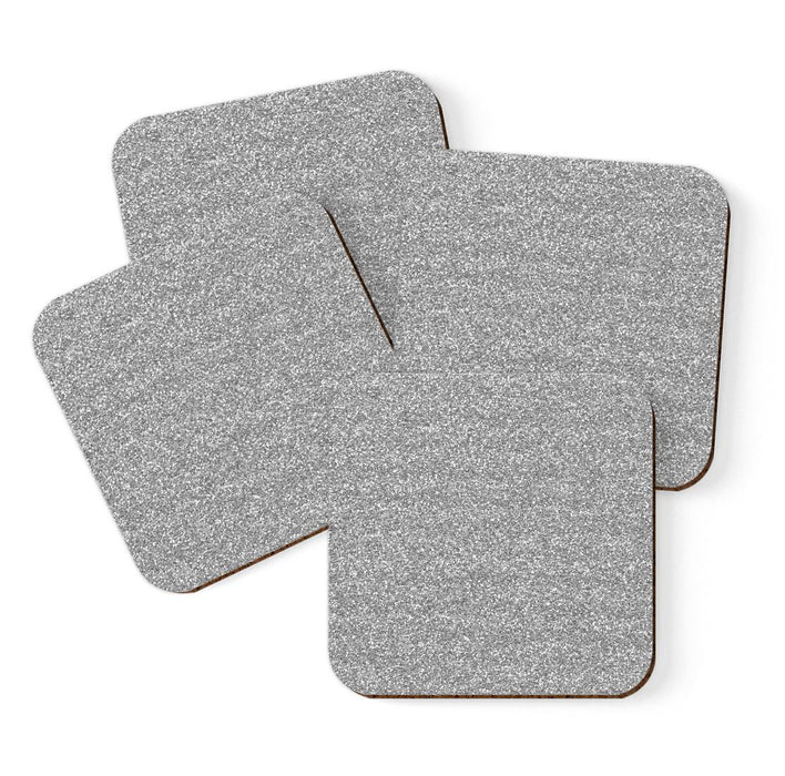 Square Coffee Drink Solid Color Coasters Gift Set-Set of 4-Andaz Press-Silver-