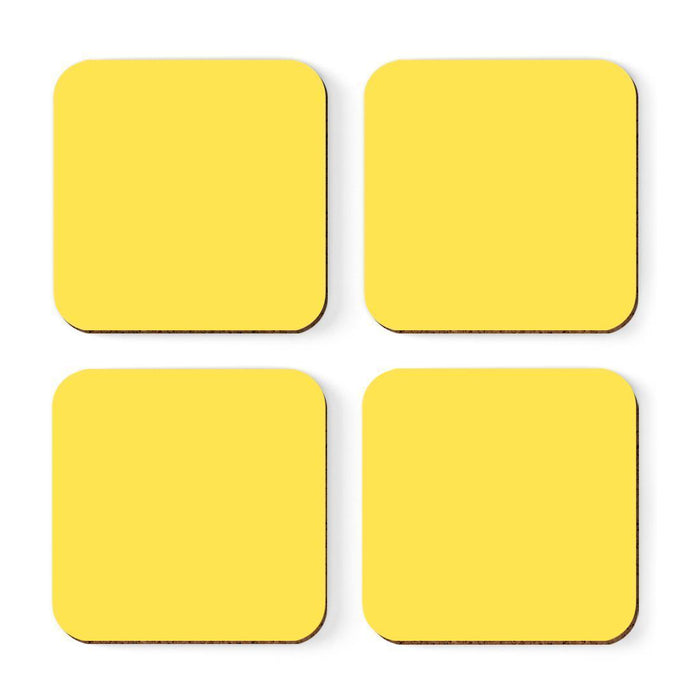 Square Coffee Drink Solid Color Coasters Gift Set-Set of 4-Andaz Press-Yellow-