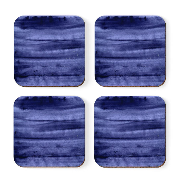 Square Drink Coffee Coasters Gift Set, Boho-Set of 4-Andaz Press-Blue Velvet Watercolor-