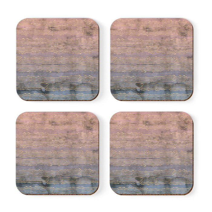 Square Drink Coffee Coasters Gift Set, Textures-Set of 4-Andaz Press-Boho Desert Sunset Marble-