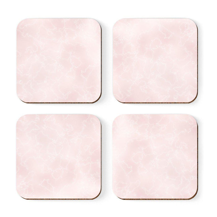 Square Drink Coffee Coasters Gift Set, Textures-Set of 4-Andaz Press-Marble Pink Marble-