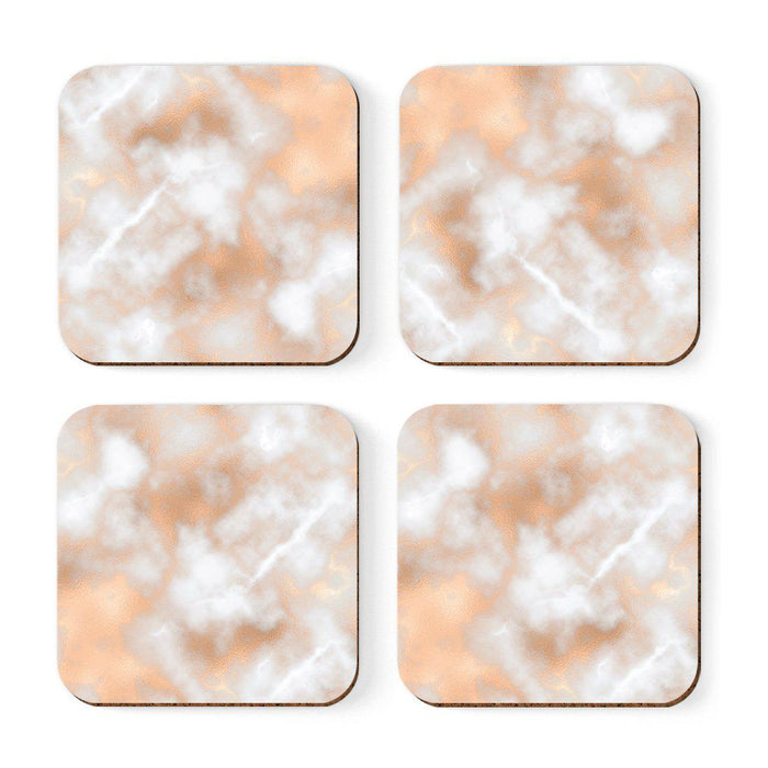 Square Drink Coffee Coasters Gift Set, Textures-Set of 4-Andaz Press-Rose Gold Marble-