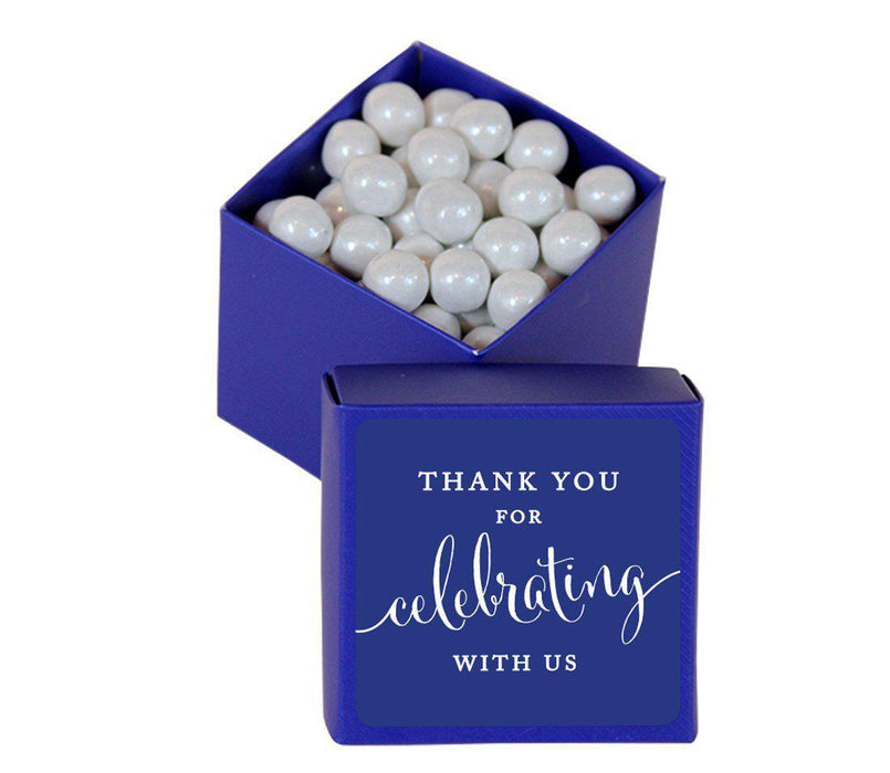Square Party Favor Boxes, Thank You for Celebrating With Us-Set of 20-Andaz Press-White-
