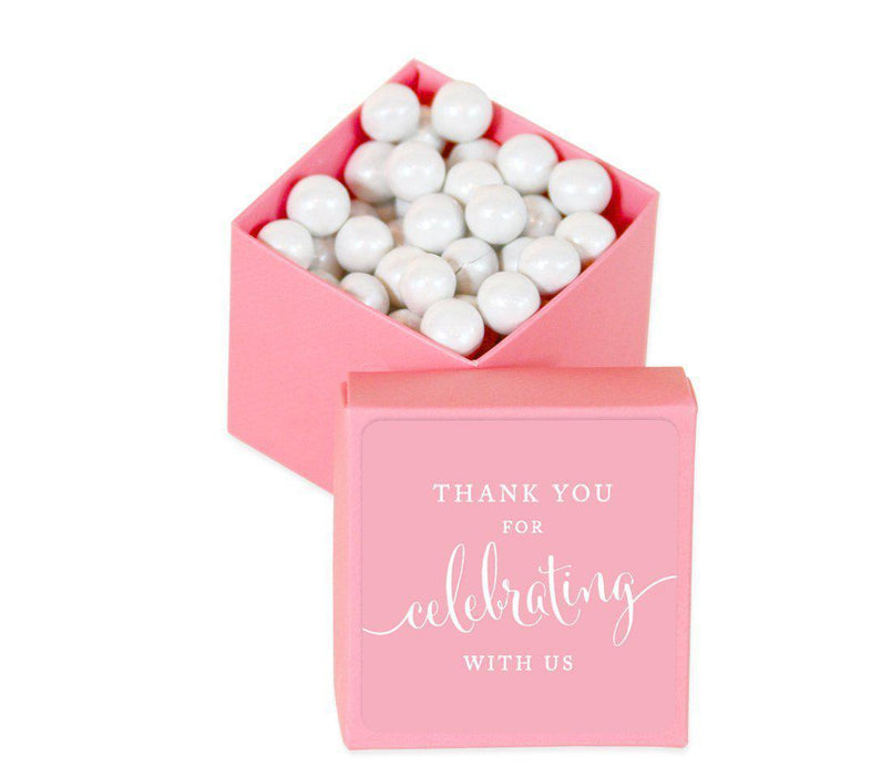 Square Party Favor Boxes, Thank You for Celebrating With Us-Set of 20-Andaz Press-White-