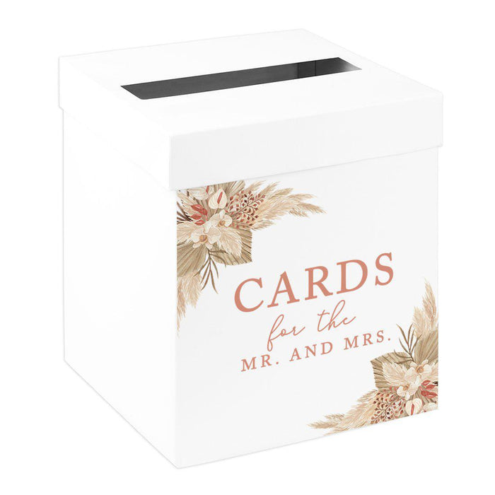 Sturdy White Wedding Day Card Box Wedding Gift Box-Set of 1-Andaz Press-Boho Dried Florals-