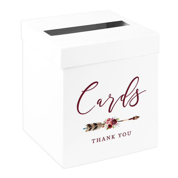 Sturdy White Wedding Day Card Box Wedding Gift Box-Set of 1-Andaz Press-Boho Woodland Arrows-