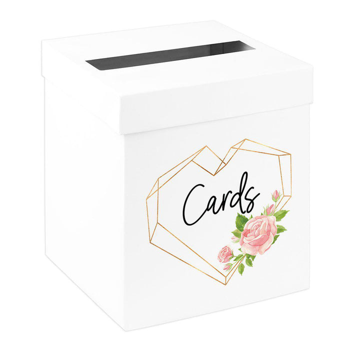 Sturdy White Wedding Day Card Box Wedding Gift Box-Set of 1-Andaz Press-Geometric Heart-