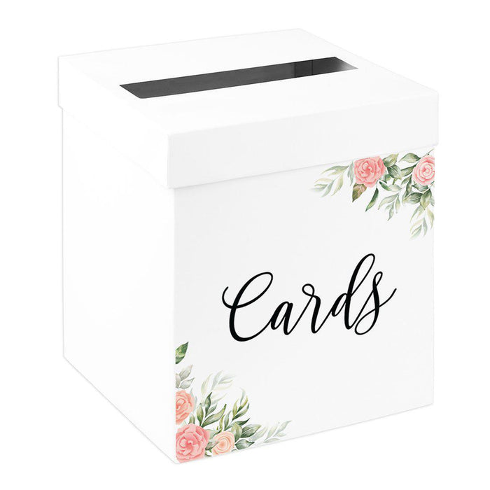 Sturdy White Wedding Day Card Box Wedding Gift Box-Set of 1-Andaz Press-Peach Roses-