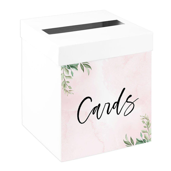 Sturdy White Wedding Day Card Box Wedding Gift Box-Set of 1-Andaz Press-Pink Watercolor Greenery-