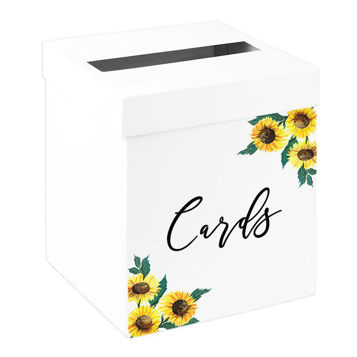 Sturdy White Wedding Day Card Box Wedding Gift Box-Set of 1-Andaz Press-Sunflowers-