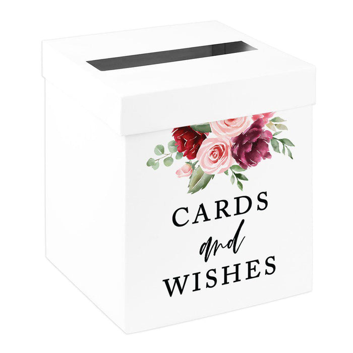 Sturdy White Wedding Day Card Box Wedding Gift Box-Set of 1-Andaz Press-Winter Florals-