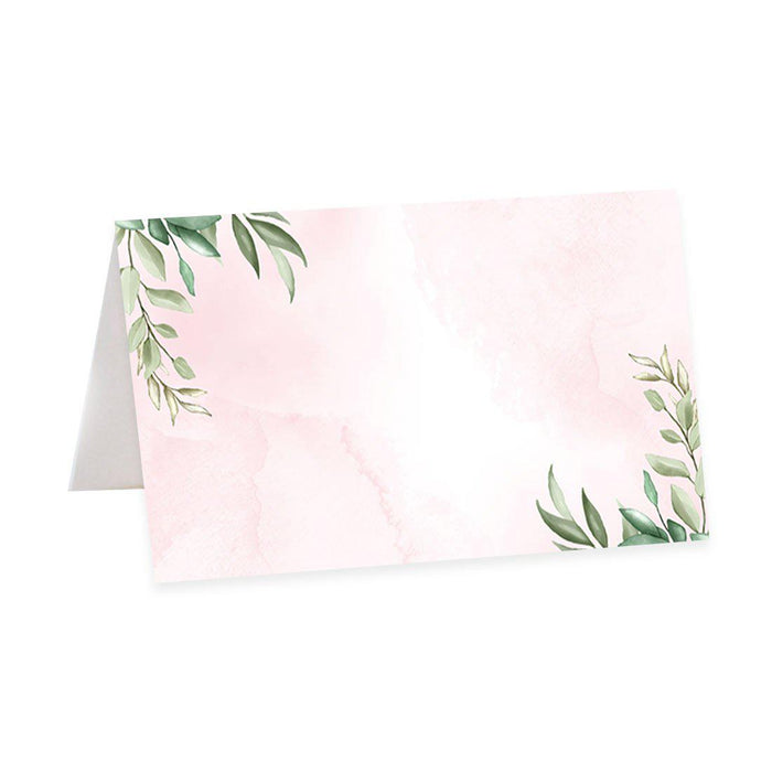 Table Tent Place Cards for Wedding Party Tables, Seating Name Place Cards, Design 2-Set of 56-Andaz Press-Blush Pink Greenery Leaves-