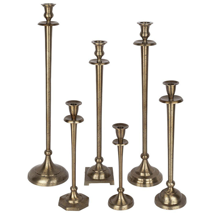 Tall Mismatched Taper Candlestick Holders for Centerpiece Table Decorative for Home, Wedding, Events-Set of 6-Koyal Wholesale-Antique Gold-