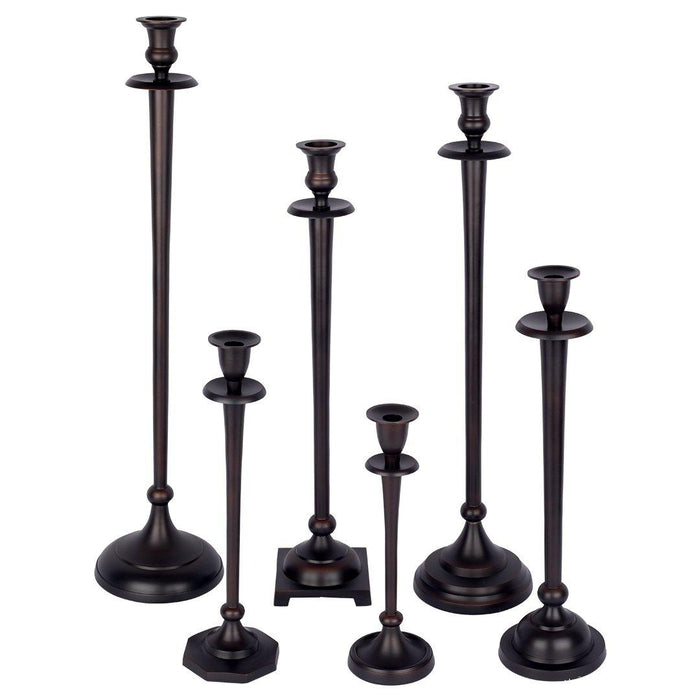 Tall Mismatched Taper Candlestick Holders for Centerpiece Table Decorative for Home, Wedding, Events-Set of 6-Koyal Wholesale-Bronze-