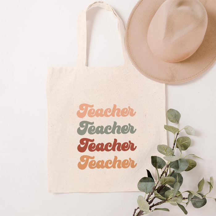 Teacher Appreciation Tote Bags Cute Boho Teacher Tote Bag, Best Teacher Gifts-Set of 1-Andaz Press-Teach Love Inspire-