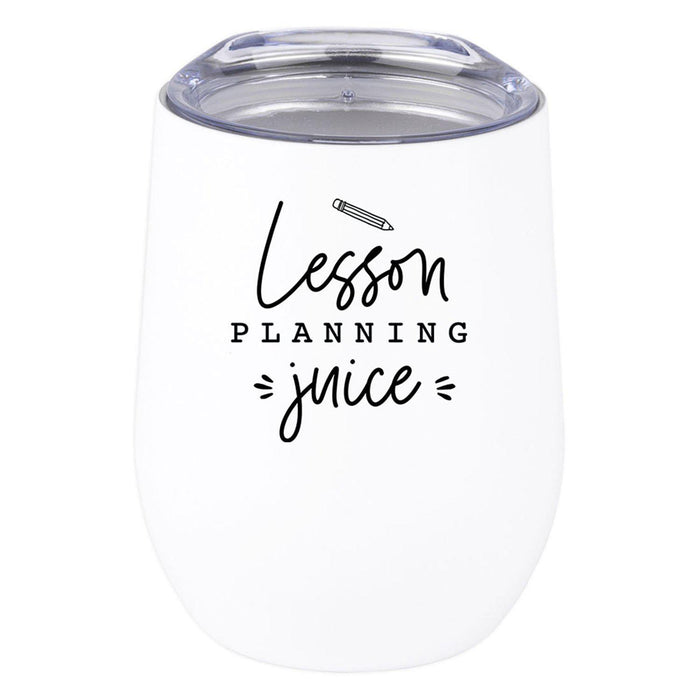 Teacher Appreciation Wine Tumbler with Lid Stemless Stainless Steel Insulated for Teacher Appreciation Week-Set of 1-Andaz Press-Lesson Planning Juice-