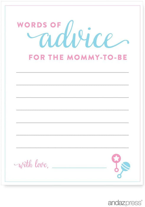 Team Pink/Blue Gender Reveal Baby Shower Games & Fun Activities-Set of 1-Andaz Press-Advice Cards-
