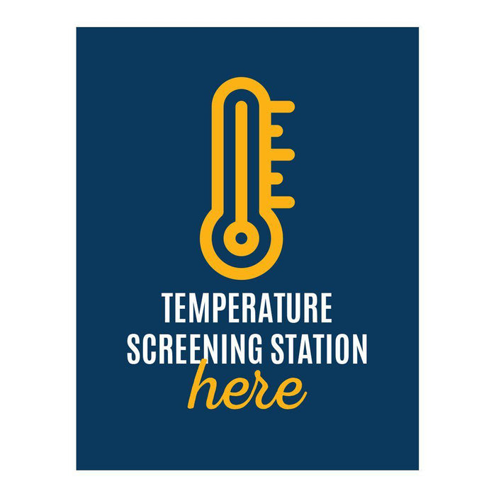 Temperature Check Stop, Rectangle Covid Business Signs Vinyl Sticker Decals-Set of 10-Andaz Press-Temperature Screening Station Here-