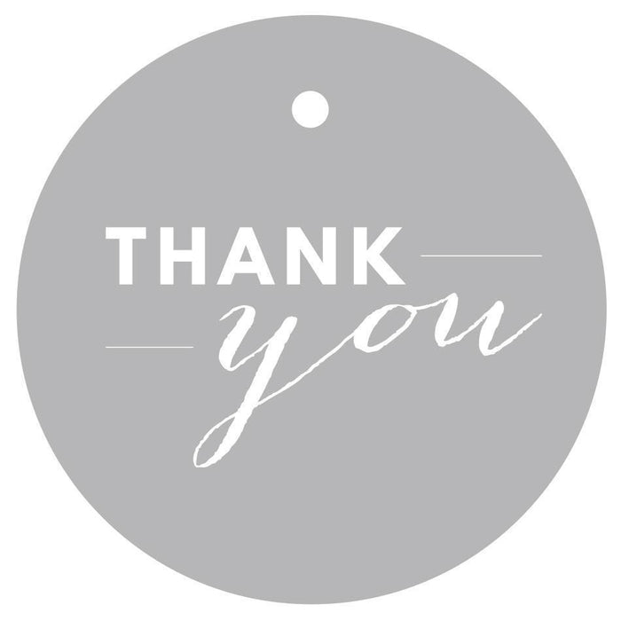 Thank You Circle Gift Tags, Chic Style-Set of 24-Andaz Press-Gray-