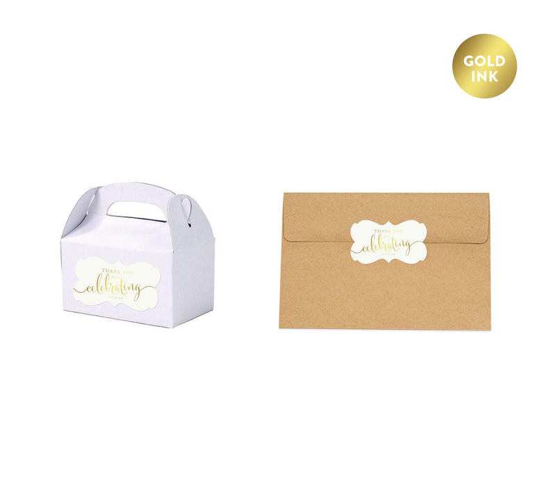 Thank You For Celebrating With Us Fancy Frame Label Stickers-Set of 36-Andaz Press-Ivory-