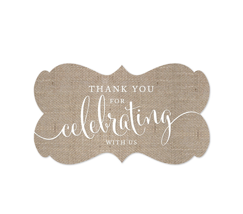 Thank You For Celebrating With Us Fancy Frame Label Stickers-Set of 36-Andaz Press-Burlap Print-