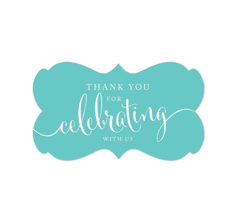 Thank You For Celebrating With Us Fancy Frame Label Stickers-Set of 36-Andaz Press-Diamond Blue-