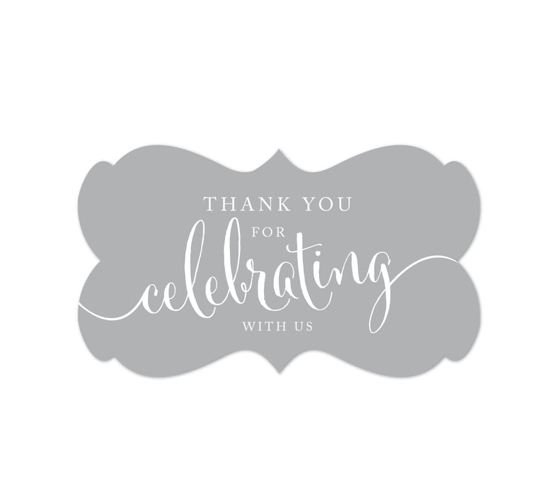 Thank You For Celebrating With Us Fancy Frame Label Stickers-Set of 36-Andaz Press-Gray-